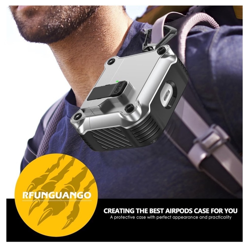RFUNGUANGO AirPods 3rd Gen Case Rugged Shockproof Silver Lock Cover Cleaning Pen - Picture 8 of 8